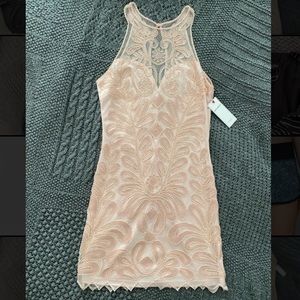 Pink sequin high neck dress